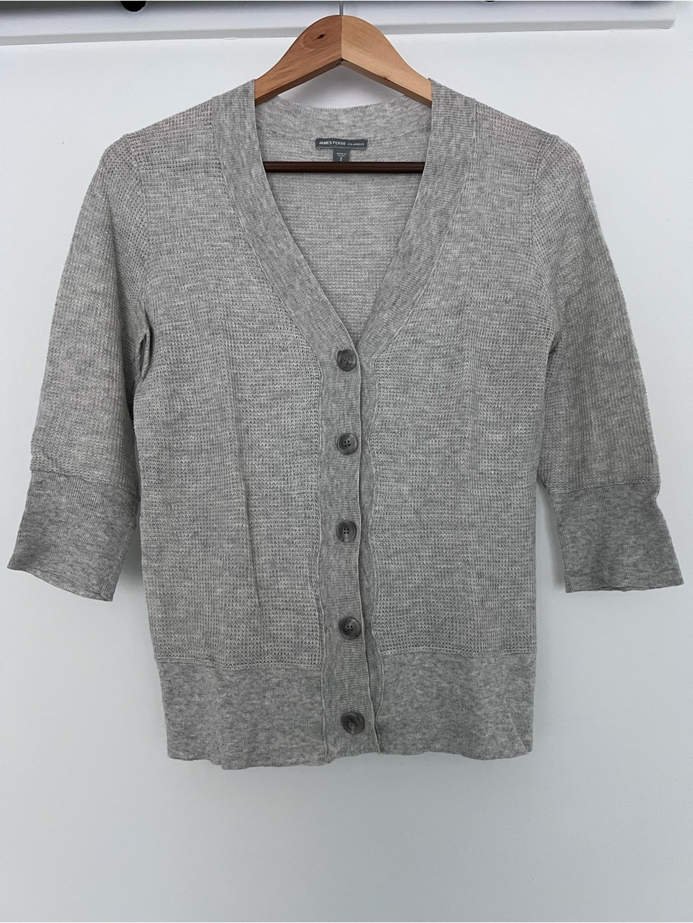 James Perse Light Gray Women's V-Neck Button Cardigan Sweater